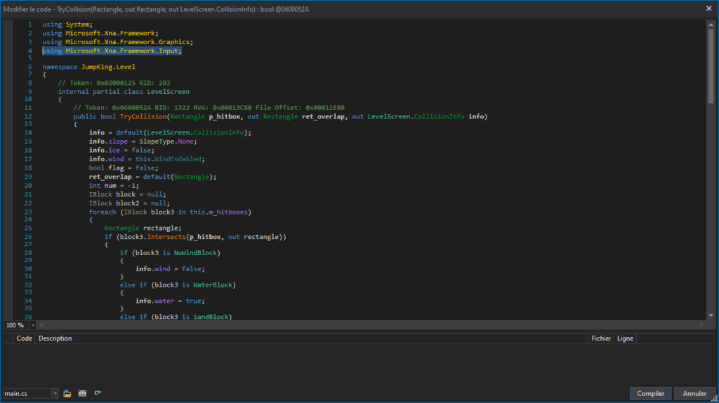 Modifying TryCollision Method using dnSpy (1)